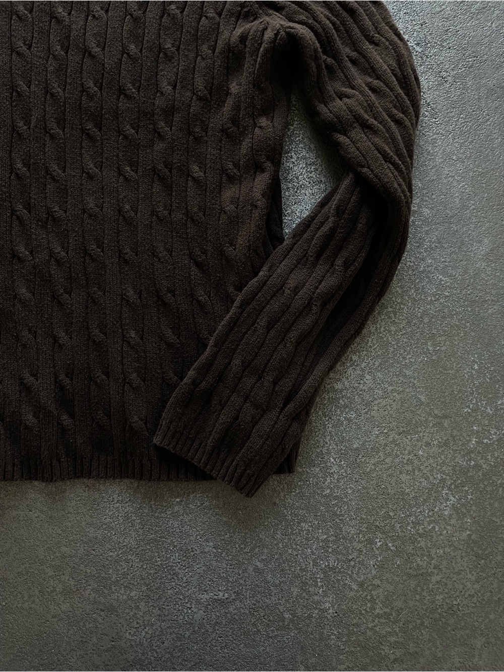 Vintage St. John's Bay Dark Chocolate Brown Cable Crewneck Sweater Cotton Blend - Picture 5 of 6